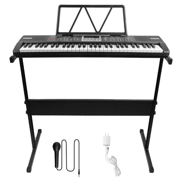 Elegant Choise Piano Keyboard for Kids 61 Key Electronic Organ with  Adjustable Stand and Microphone, Black 