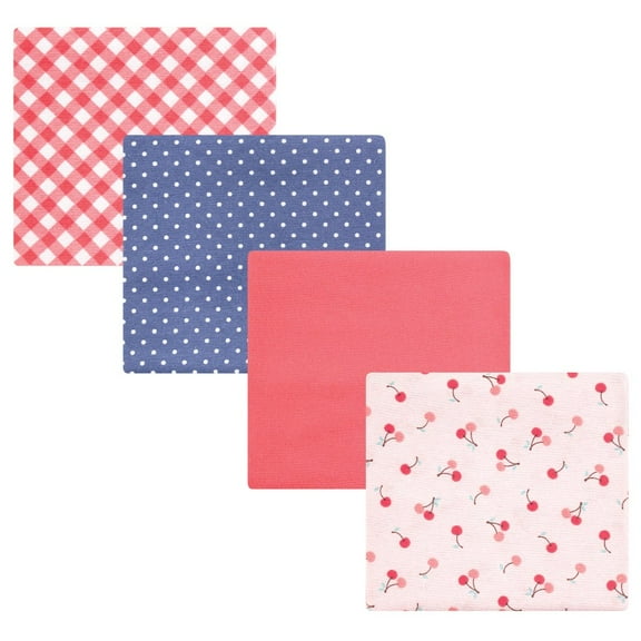 Hudson Baby Infant Girl Cotton Poly Flannel Receiving Blankets, Cherry Sweet, One Size