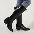 thumbnail image 4 of B91xZ Women's Winter Boots Riding Combat Motorcycle Mid Calf Winter Boots,Black 8, 4 of 5