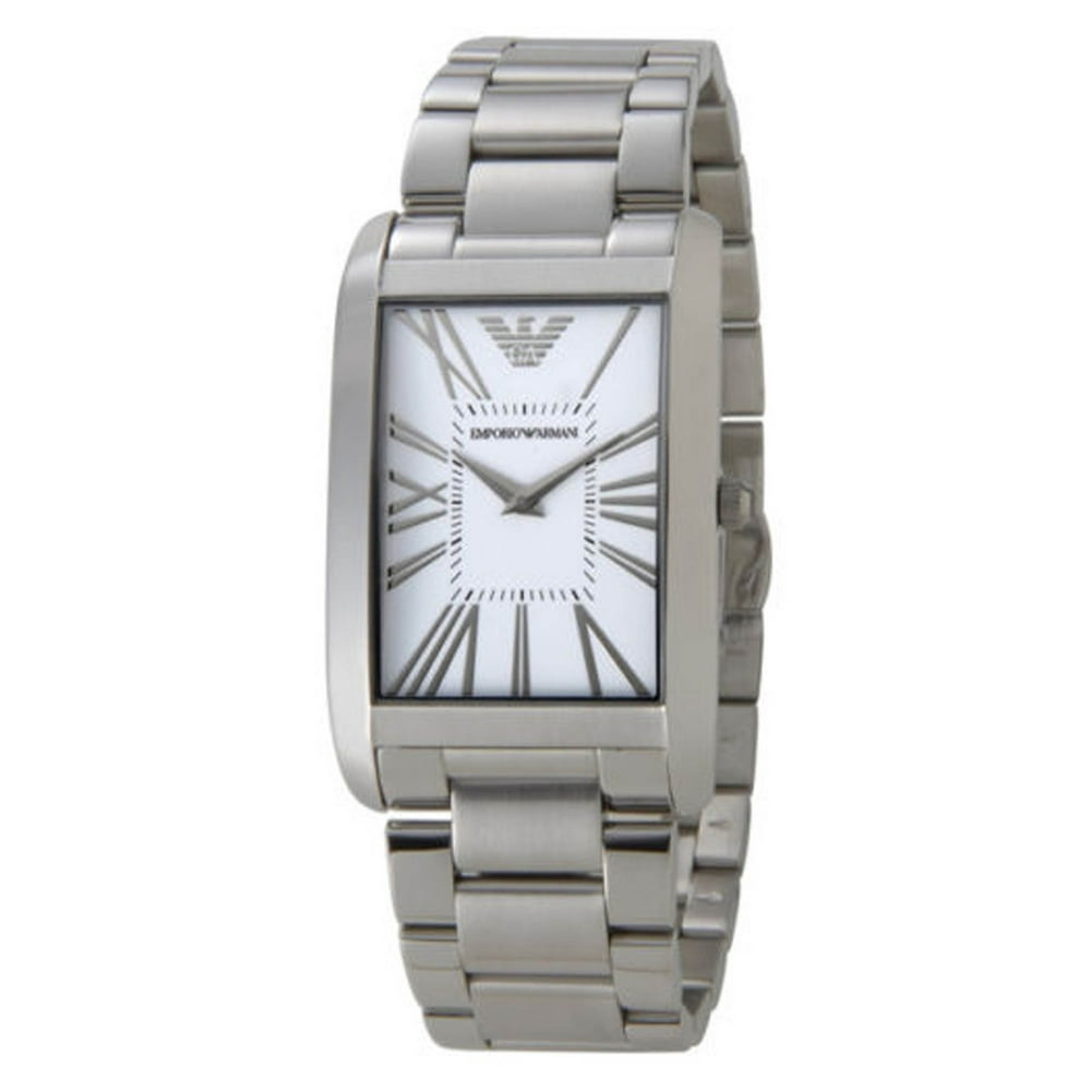 Emporio Armani - Emporio Armani Super Slim White Dial Men's Stainless ...