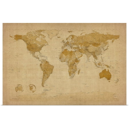 1850 Antique Map - Great BIG Canvas | Rolled Michael Tompsett Poster Print entitled Map of the world in antique style