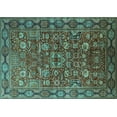thumbnail image 1 of Ahgly Company Machine Washable Indoor Rectangle Oriental Turquoise Blue Traditional Area Rugs, 2' x 4', 1 of 4