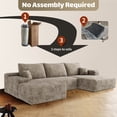 thumbnail image 4 of Wiilayok 107" Cloud Sectional Sofa with 1 Ottoman,Modern Minimalist Upholstered Couches,Oversized Boneless Comfort U Shaped Sofa for Living Room,Deep Seat Corner Couch,Brown(Plush Corduroy Fabric), 4 of 7