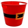 thumbnail image 2 of 8.32" Christmas Bucket, Plastic Santa Belt Buckets Red Round Tubs with Handles for Parties Storage Classroom Party Favors, Christmas Decorations, Pack of 2, 2 of 7