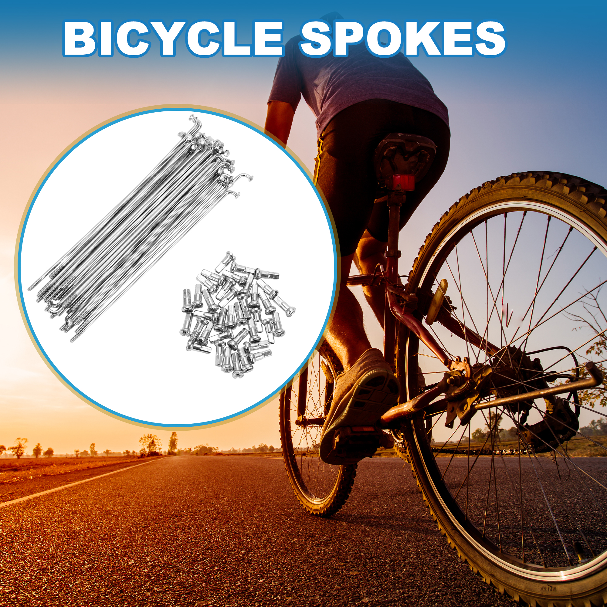 Unique Bargains 36Pcs 14G Mountain Bike Spokes for Bicycle Carbon Steel Silver 5.71"