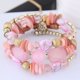 thumbnail image 1 of Nvzi Pulseras de cuentas irregulares con dijes de flores y envoltura multicapa de estilo retro de verano, joyería étnica - rosa, 1 of 4