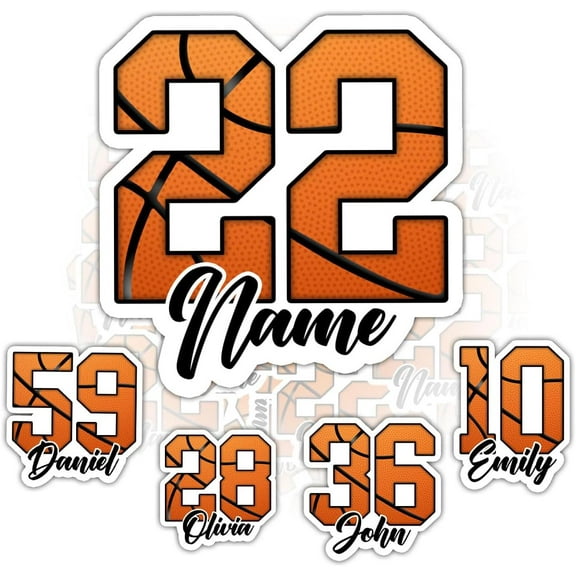 Personalized Basketball Sticker Custom Basketball Stickers for Boys Girl Sport Gift Basketballs Name Number Vinyl Stickers Player Team Decal for Laptop Water Bottles Toolbox Phone Car (Bkb4) (3x3inch)