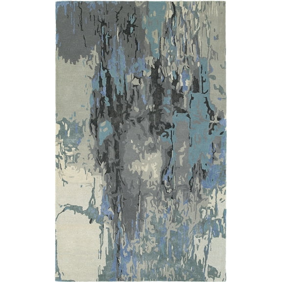Moretti Dust Area Rug 21906 Blue Splotches Blurred 2' 6" x 8' Rectangle