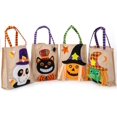 thumbnail image 1 of Bolsas de tela de lino de Halloween para niños, bolsas de regalo de Halloween, bolsas de fiesta de dulces, bolsa fantasma, bolsas de tela de bruja de calabaza de gato negro para regalos de f JFHHH pequeña, 1 of 5