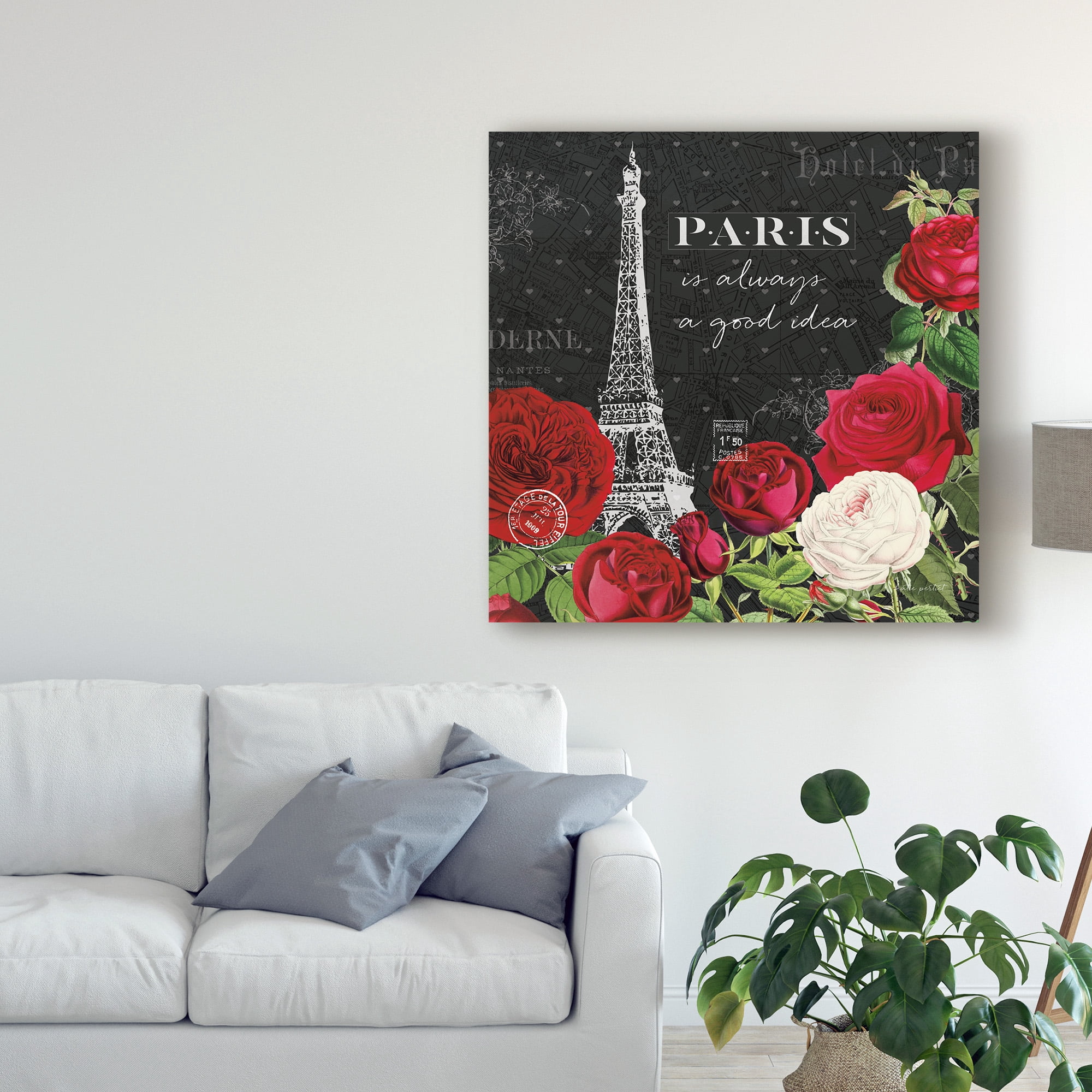Trademark Fine Art Cityscape Canvas Art ' Rouge Paris Ii Black ' by Katie Pertiet