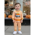 thumbnail image 5 of Loicainy Baby Toddler Boy Girl Halloween Outfit 6 12 18 24 Months 2T 3T Pumpkin Embroidery Striped Long Sleeve Sweatshirt and Elastic Pants Clothes Set, 5 of 9