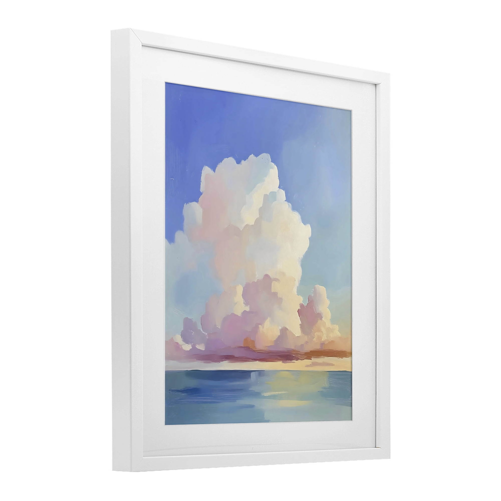 Stupell Industries Dreamy Pastel Clouds over Sea White Framed Print Under Glass, design by The Prints Vibe