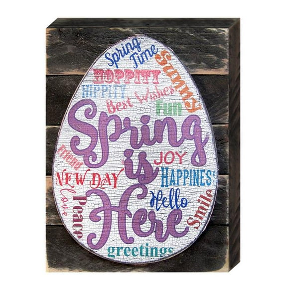 Designocracy 98713-12 Spring is Here Easter Egg Art on Board Wall Decor
