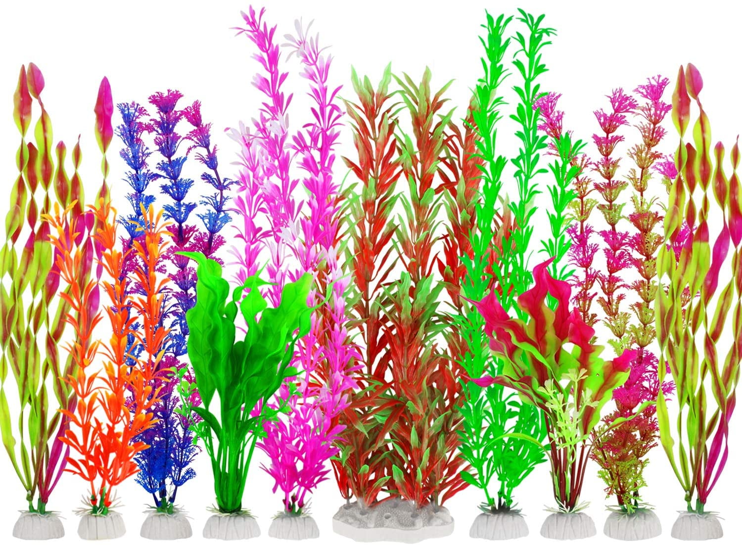 Fish Tank Plants, 10 Pack Artificial Aquarium Plants Plastic Water
