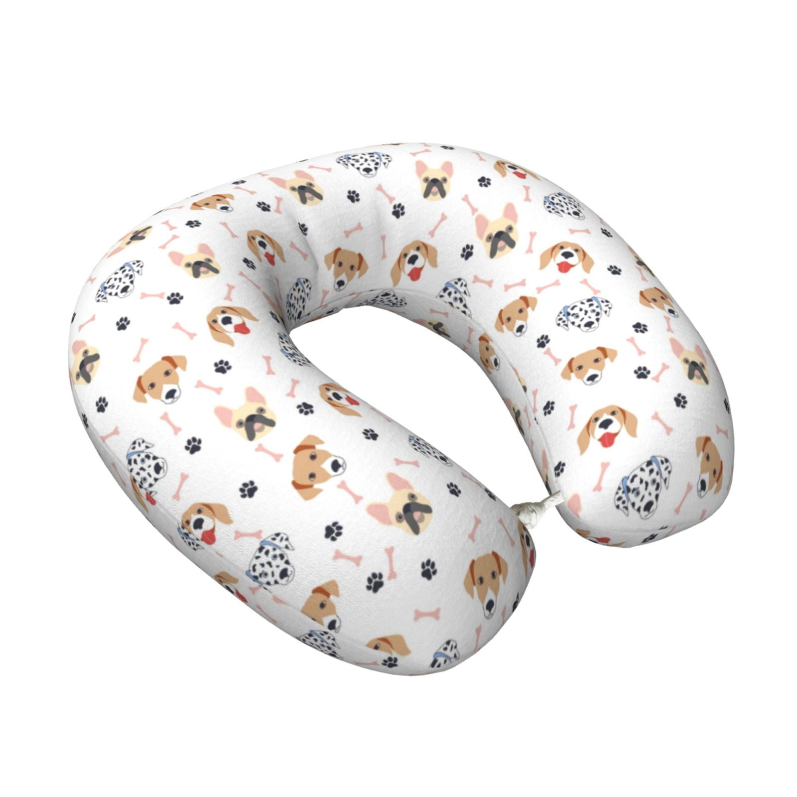 Xecao Cute Cartoon Dogs Print Memory Foam Cervical Neck Pillow Versatile U-Shaped Pillows for Home,Office,Camping,Travelling,Soft Washable Cover
