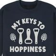thumbnail image 3 of Instant Message - My Keys to Hoppiness - Bottle Opener - Men's Crew Neck Fleece Pullover, 3 of 6