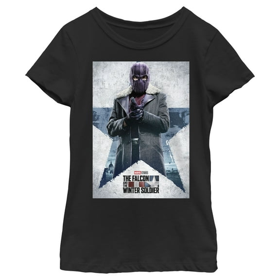 Girl's Marvel The Falcon and the Winter Soldier Baron Zemo Poster  Graphic Tee Black Small