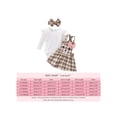 thumbnail image 5 of Suealasg Baby Girl Fall Outfits Clothes 3M 6M 9M 12M 18M Infant Girls Long Sleeve Romper+Bear Embroidery Plaid Suspender Skirt +Headband 3Pcs Spring Clothing for Newborn Girl, 5 of 9