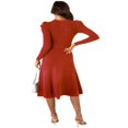 thumbnail image 3 of Robe Midi en Tricot à Manches Longues pour Femmes, Couleur Unie, Ceinturée avec Lien, Robe Chandail en Tricot, Robes Midi Trapèze, 3 of 7