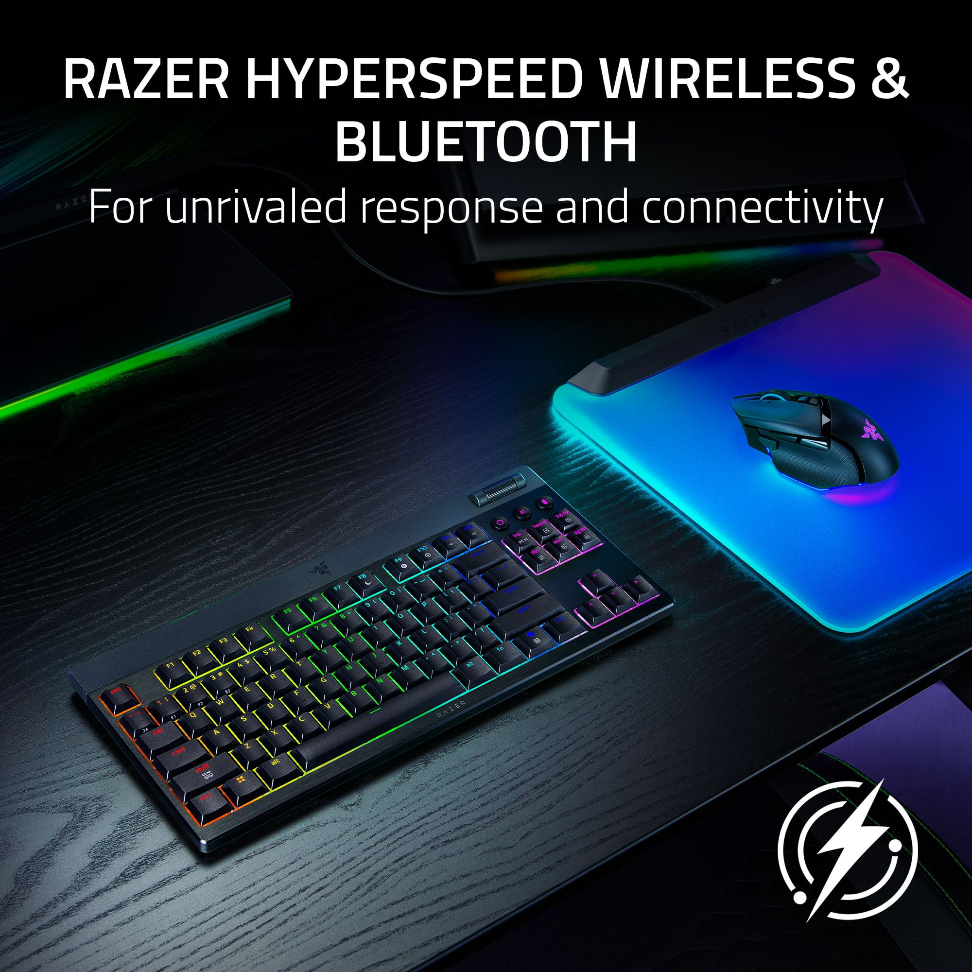 Razer BlackWidow V4 Low-profile Tenkeyless HyperSpeed Wireless Low-profile Mechanical PC Gaming Keyboard, Black