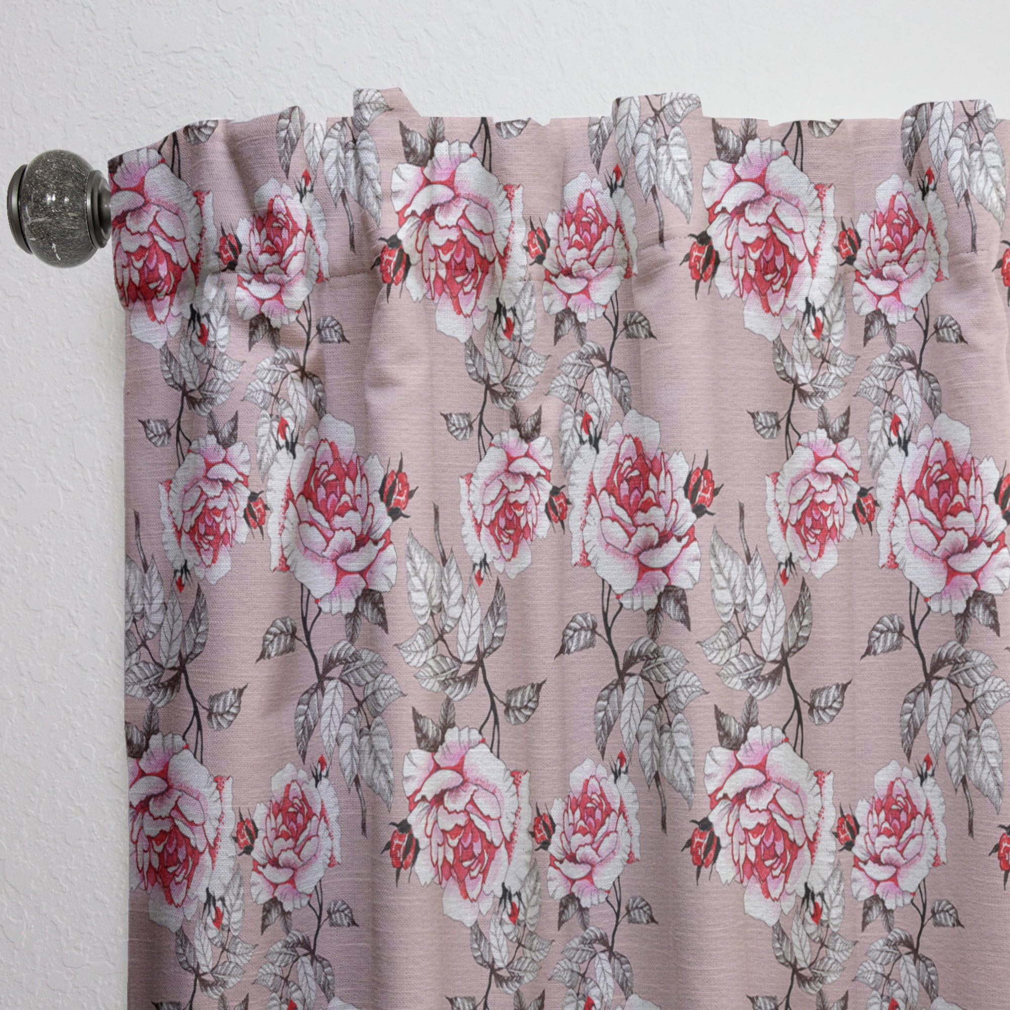 Designart 'Blossom Pink V' Floral Curtain Panel