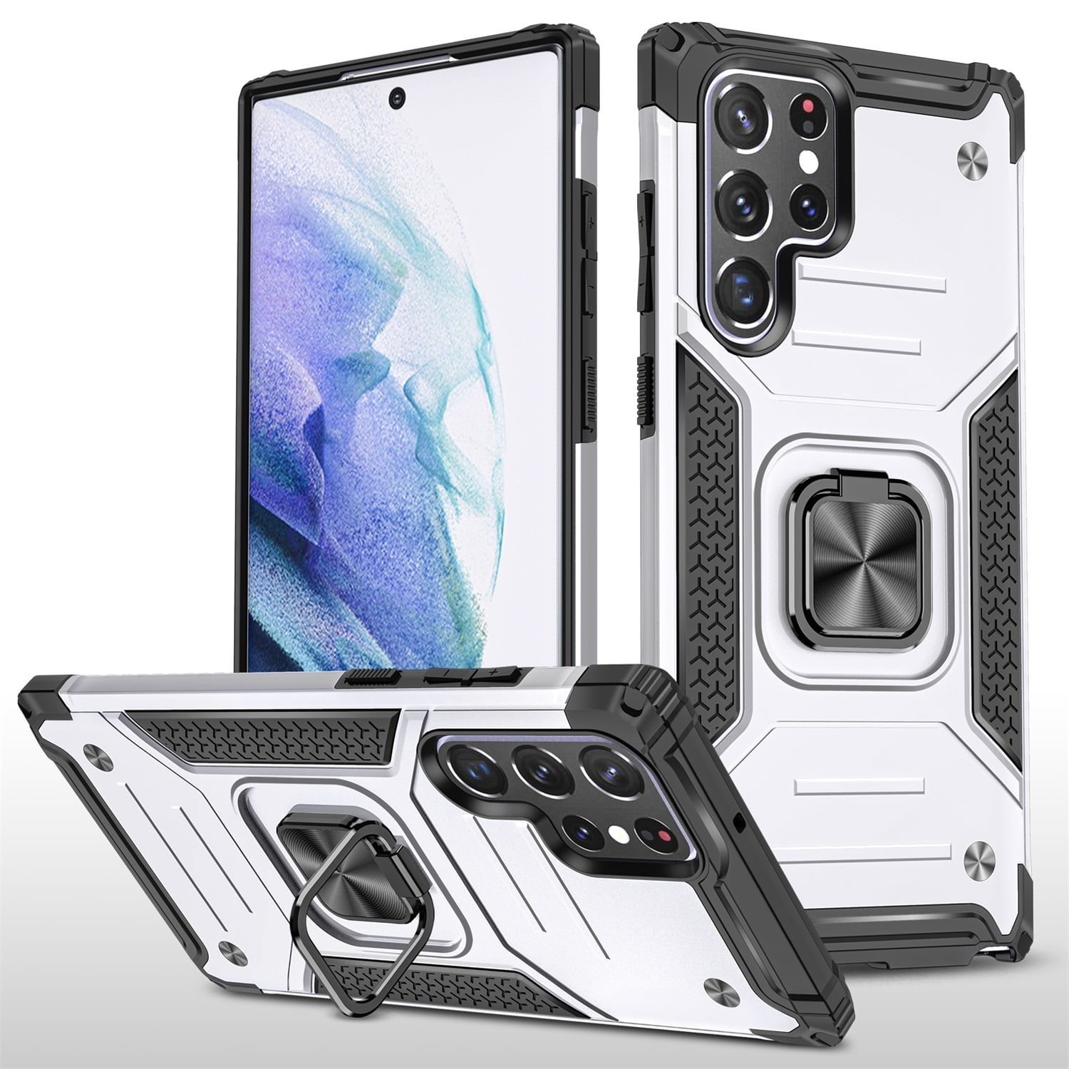 SaniMore for Samsung Galaxy S23 Ultra Case, Rugged PC & TPU Bumpers Cover Builtin Car