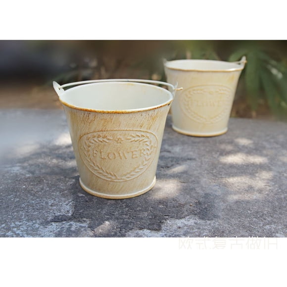 Minkissy 3Pcs Iron Bucket for Flower Garden and Green .8x2.6x3in