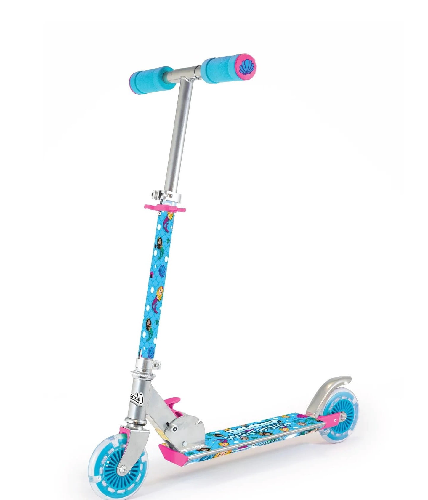 OZBOZZ Mermaid Foldable Scooter with Light Up Wheels - Ages 5 and up