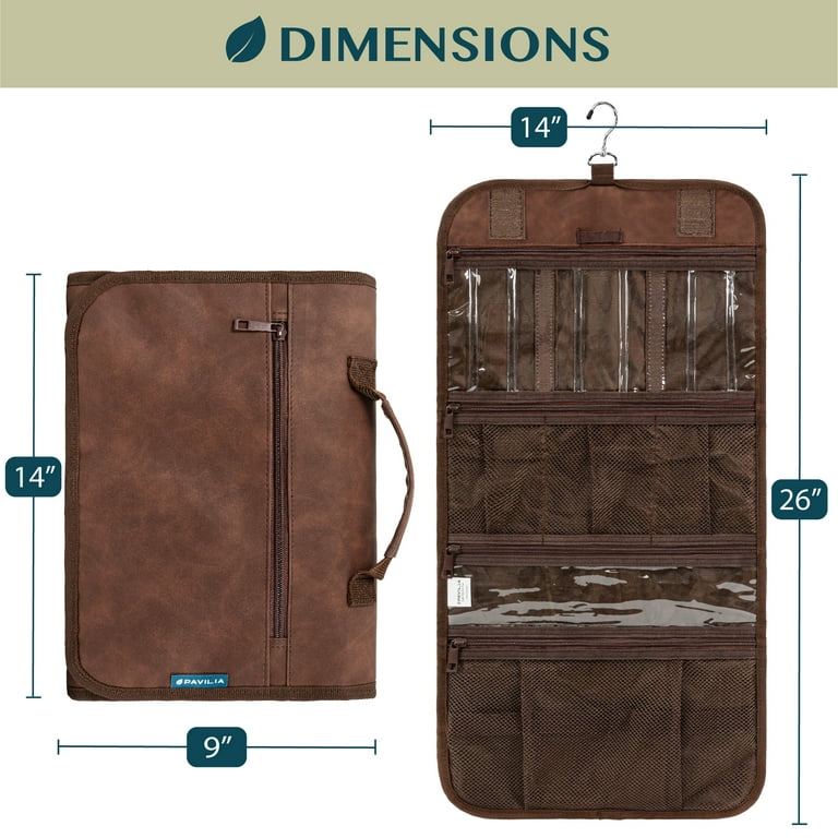 PAVILIA Hanging Toiletry Bag Men Women, Travel Kit Foldable