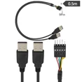 thumbnail image 3 of Placa base de 50cm Dupont 2,54 9Pin Dual USB 2,0 tipo A Cable de datos de extensión macho A macho Línea alámbrica para PC DIY, 3 of 4