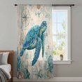 thumbnail image 3 of Teal Sea Turtle Coastal Sheer Curtains 45 Inches Long, Vintage Summer Beach Nautical Light Filering Curtains, Breathable Simi Curtain Privacy Drapes for Kitchen Bathroom Small Window Treatment, 3 of 9