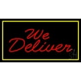 thumbnail image 1 of We Deliver Rectangle Yellow LED Neon Sign 13 x 24 - inches, Clear Edge Cut Acrylic Backing, with Dimmer - Bright and Premium built indoor LED Neon Sign for restaurant window and interior decor., 1 of 7