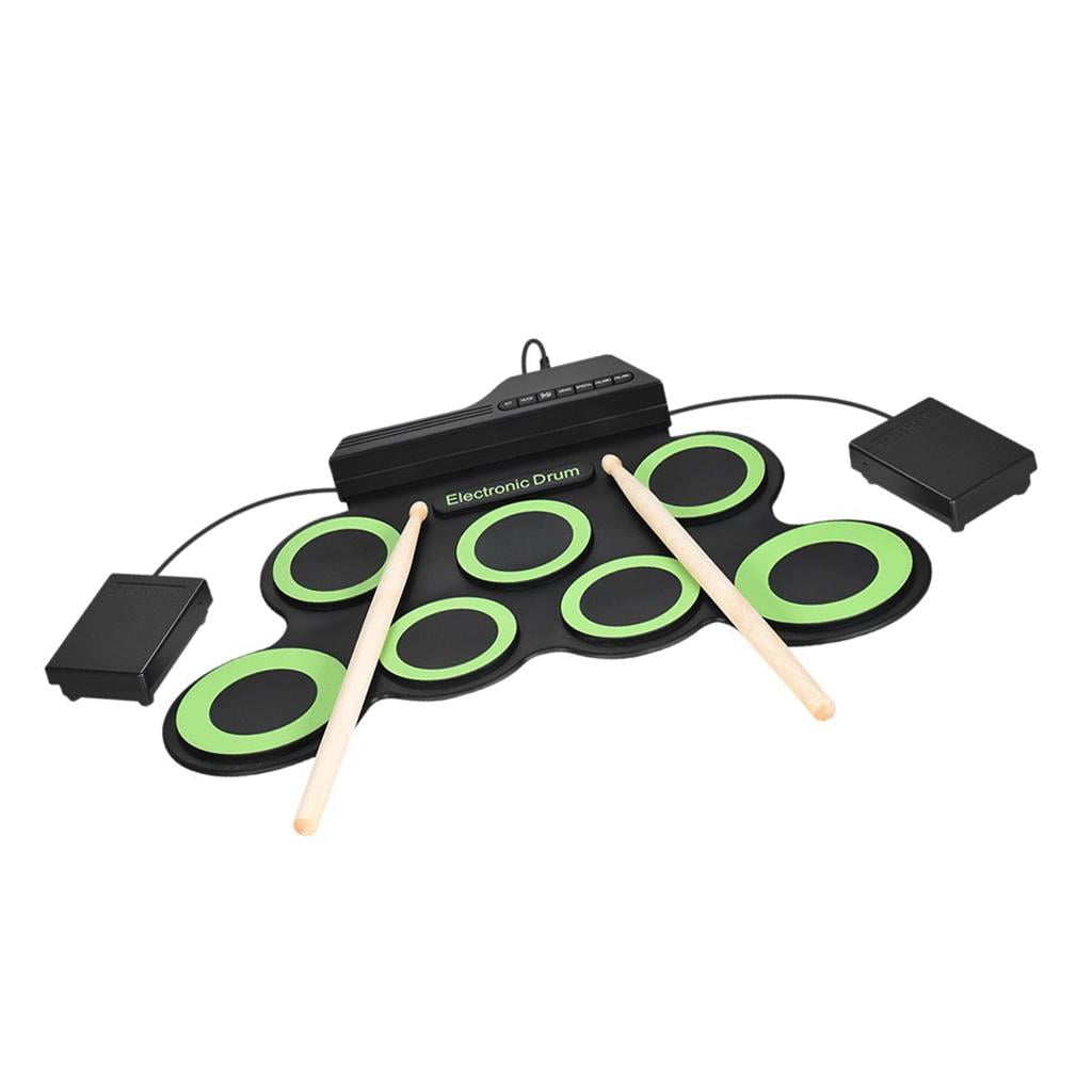 LeeQinersw USB Hand Roll Up Drum Pad Kit with Built-in Speaker Drum Pedals Drum Sticks - , 2