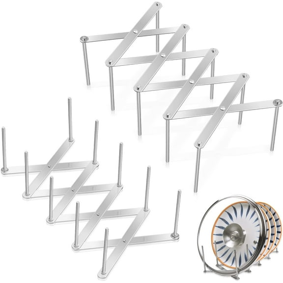 Extendable Pot Lid Organizer Rack, 2 PCS Stainless Steel Adjustable Pot Lid Holder for Pan Lids, Plates, Bakeware, Dishes, Cutting Boards, Serving Trays