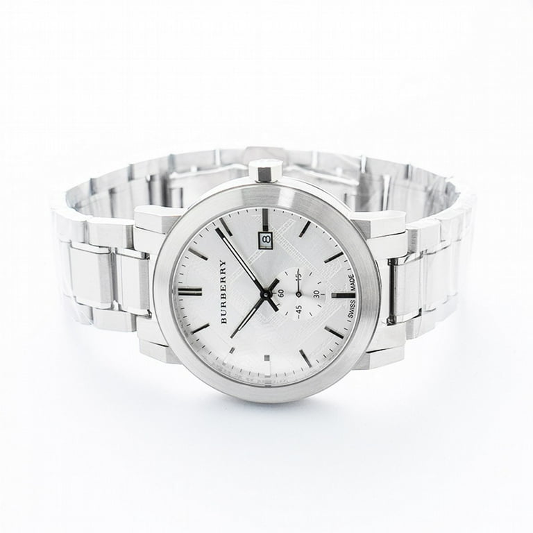 Burberry Quartz Silver Check Stamped Dial Stainless Steel