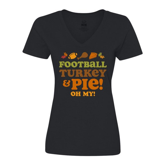 Inktastic Football Turkey and Pie Women's V-Neck T-Shirt
