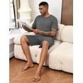 thumbnail image 4 of EKOUAER Mens Pajamas Set Soft Lounge Set V Neck Sleep Nightwear Short Sleeve Pjs with Pocket, 4 of 6