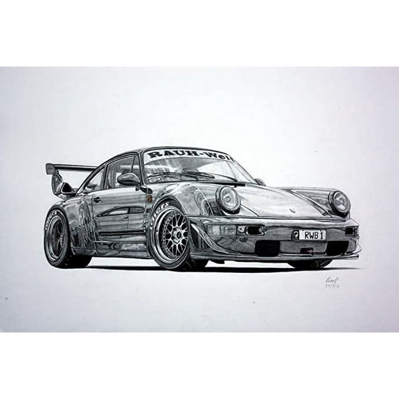 Iconic Arts Laminated 36x24 Poster: RWB Porsche 964