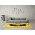 thumbnail image 3 of Ahgly Company Machine Washable Indoor Round Medallion Yellow Traditional Area Rugs, 4' Round, 3 of 4