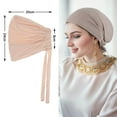 thumbnail image 4 of Guardurnaity 3 piezas Undercap Hijab para mujeres sin hilos sueltos forro fino Underscarf Hijab islámico para mujer Sombreros Azul marino+Negro+Blanco, 4 of 6