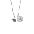 thumbnail image 2 of Delight Jewelry Silvertone Small Falcon - Mascot Silvertone Script Initial Disc - E - Charm Necklace, 20"+3", 2 of 4