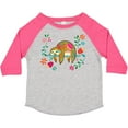 thumbnail image 3 of Inktastic Sloth Cute Girls Flowered Girls Toddler T-Shirt, 3 of 5
