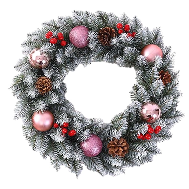 Corona navideña Corona navideña artificial Corona para puerta de entrada Bayas rojas Navidad Rosa