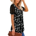 thumbnail image 4 of KISSMODA Womens V Neck Short Sleeve Summer Tops Button Down Pleated Tunic Tops Shirts S-3XL, 4 of 5