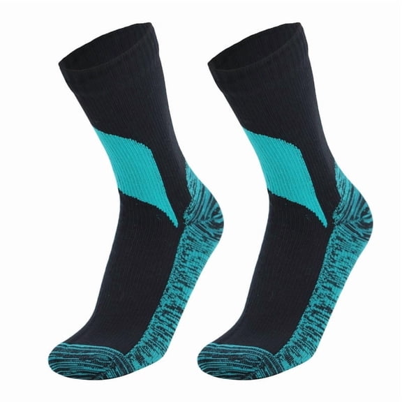 Waterproof Hiking Socks Mid-Calf, Breathable Outdoor Socks for Cam Trekking, Moisture Wicking Fast Drying Sports Socks(Blue-L)