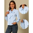 thumbnail image 2 of DARING DIVA Women's Elegant Bow Tie Neck Blouse Chiffon Shirt S Light Blue, 2 of 6