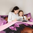 thumbnail image 4 of Castle Fairy Cute Black Girl Twin Comforter Sets 2pcs,Cartoon Bow Butterfly Bedding Set,Purple,Pink Reversible,1 Comforter and 1 Pillowcase, 4 of 6