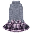 thumbnail image 1 of Jersey KYEESE para perros, vestido cálido a cuadros para perros pequeños, color gris, 1 of 8
