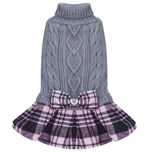 Jersey KYEESE para perros, vestido cálido a cuadros para perros pequeños, color gris