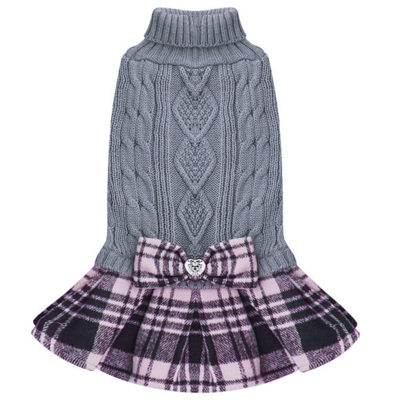 Jersey KYEESE para perros, vestido cálido a cuadros para perros pequeños, color gris